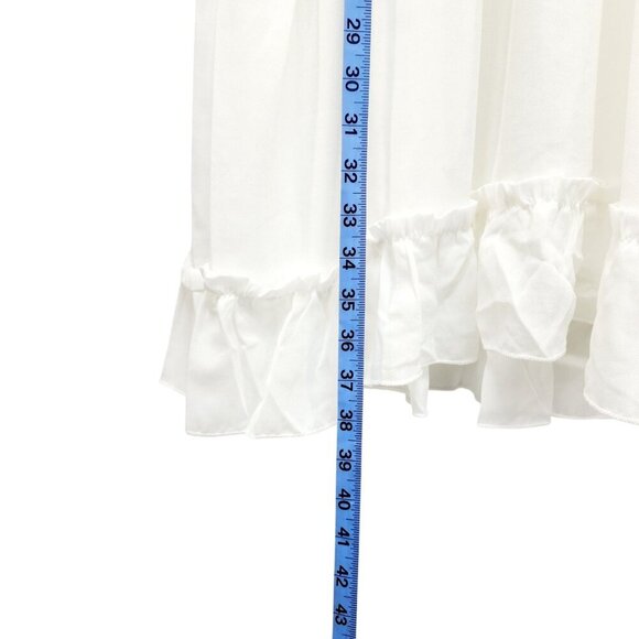 White Flowy Tiered Dress With girls Ruffle Hem & Long Sleeves Size 14 - Picture 8 of 12